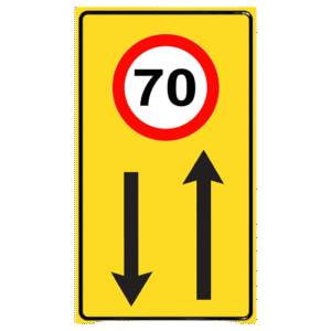 Hız Limiti 70km Geliş Gidiş Yol Sarı Zemin